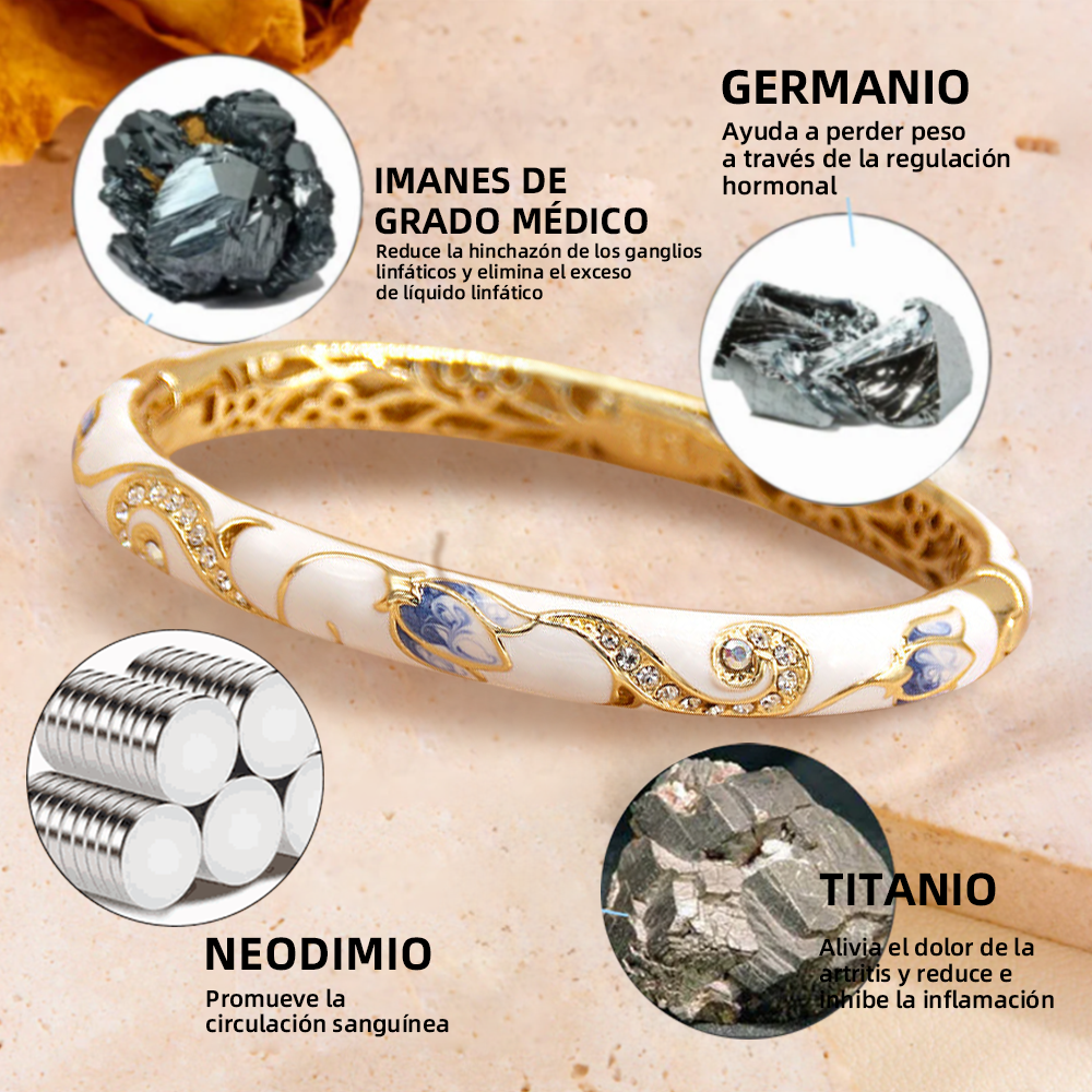 CZTICLE™ Cloisonné esmaltado linfático terapia magnética pulsera de oro 🔥 terapia linfática magnética  💥